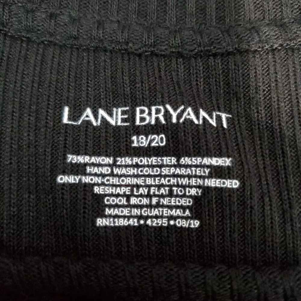 Lane Bryant Top Plus Size 18/20 Ribbed Stretch Long Sleeve Casual Pullover Black